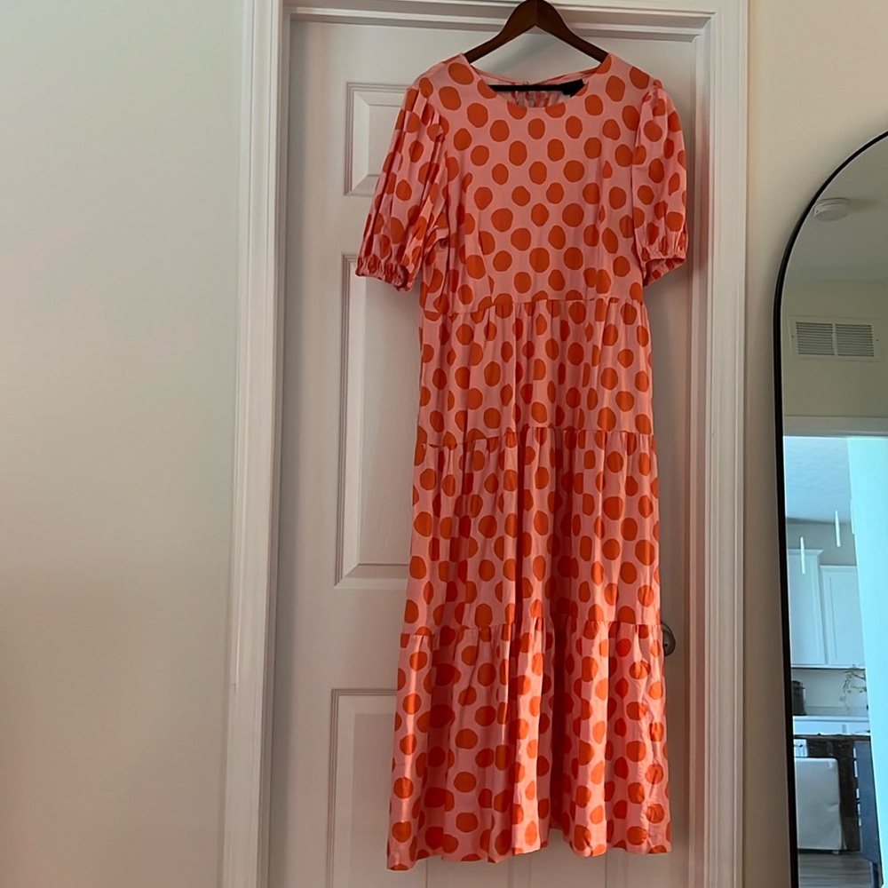 WHO WHAT WEAR -Target -long pink and orange polka dot dress. Worn once